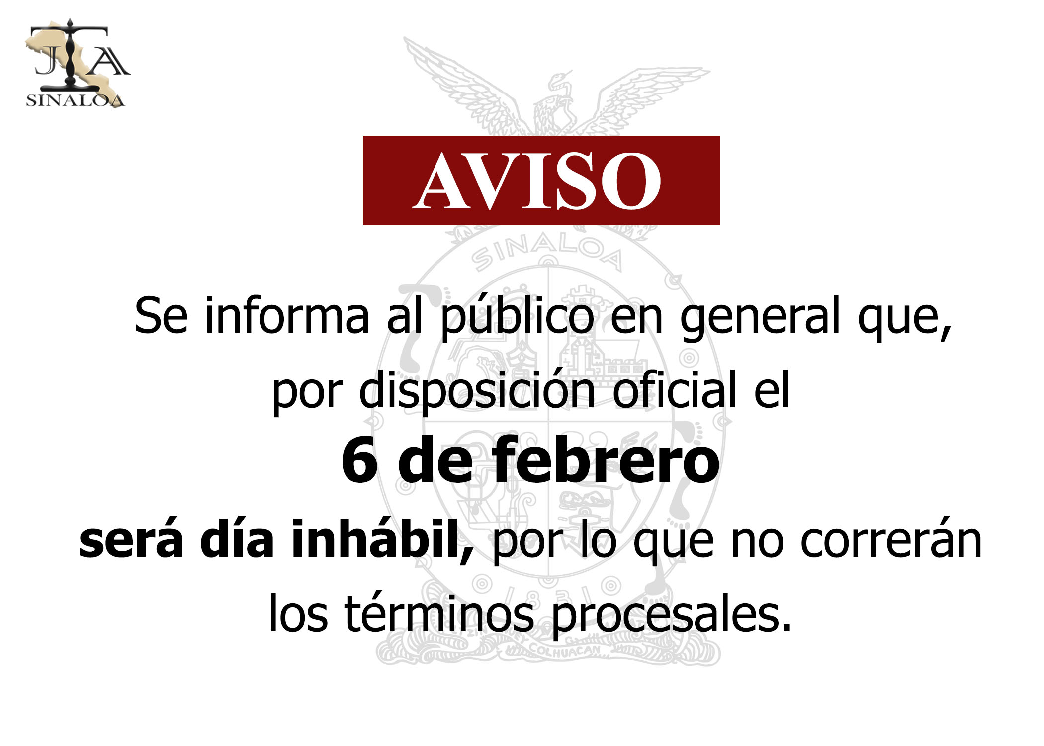 Aviso Dia Inhabil Febrero 2023 5423